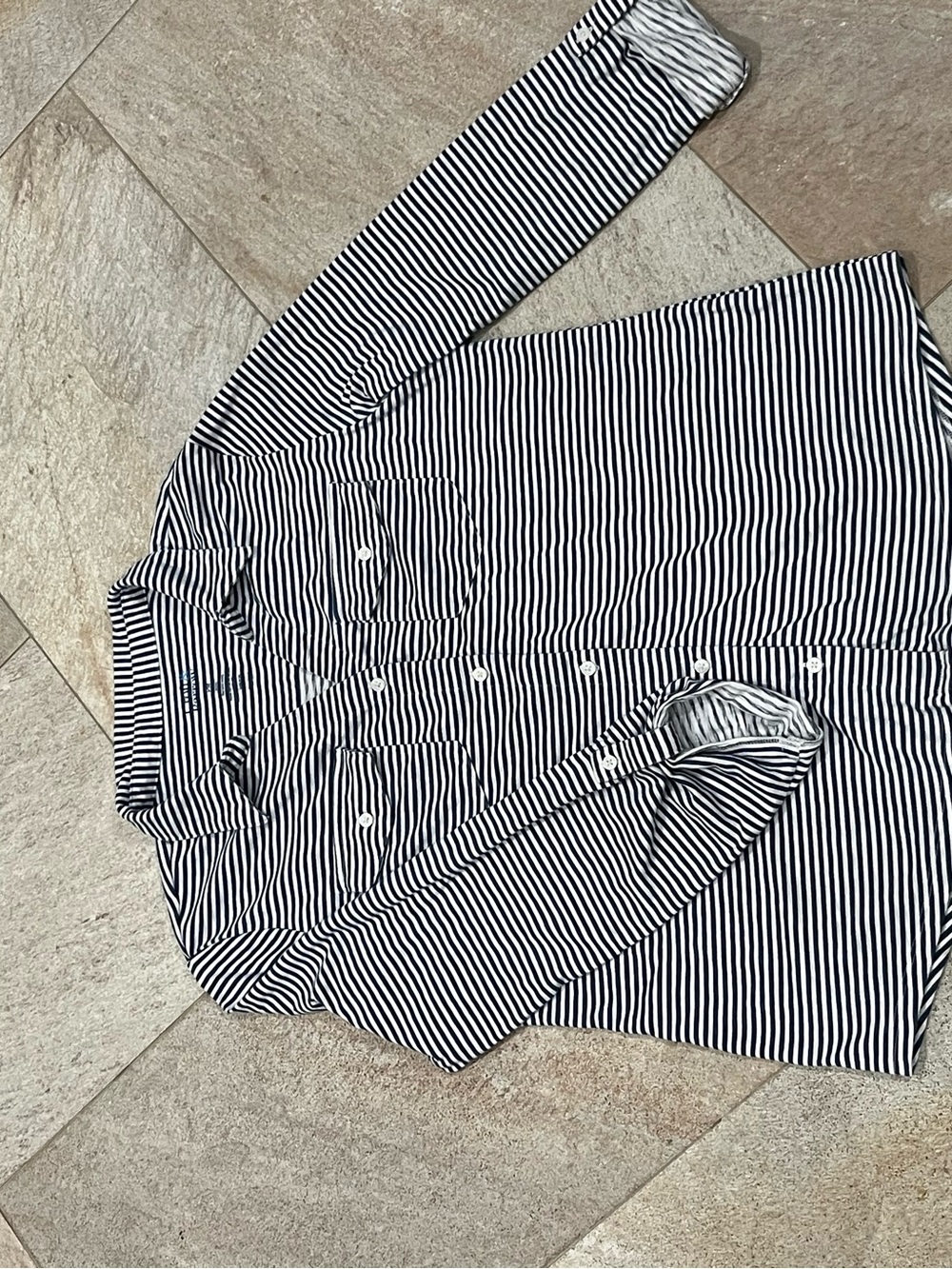 croft & barrow Navy and White Striped Button-Down Shirt MP - Picture 6 of 6